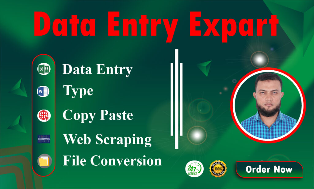 I will do the data entry work, web scraping, copy paste