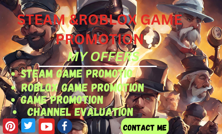 I will steam game promotion, roblox game, boost online game, game promotion, steam game