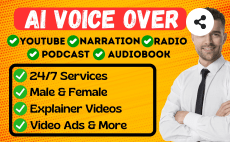 I will do professional male and female ai voice over