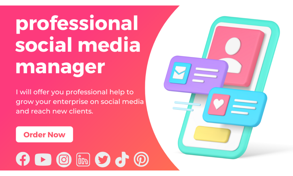 I will be your professional social media manager, content creator and seo marketing