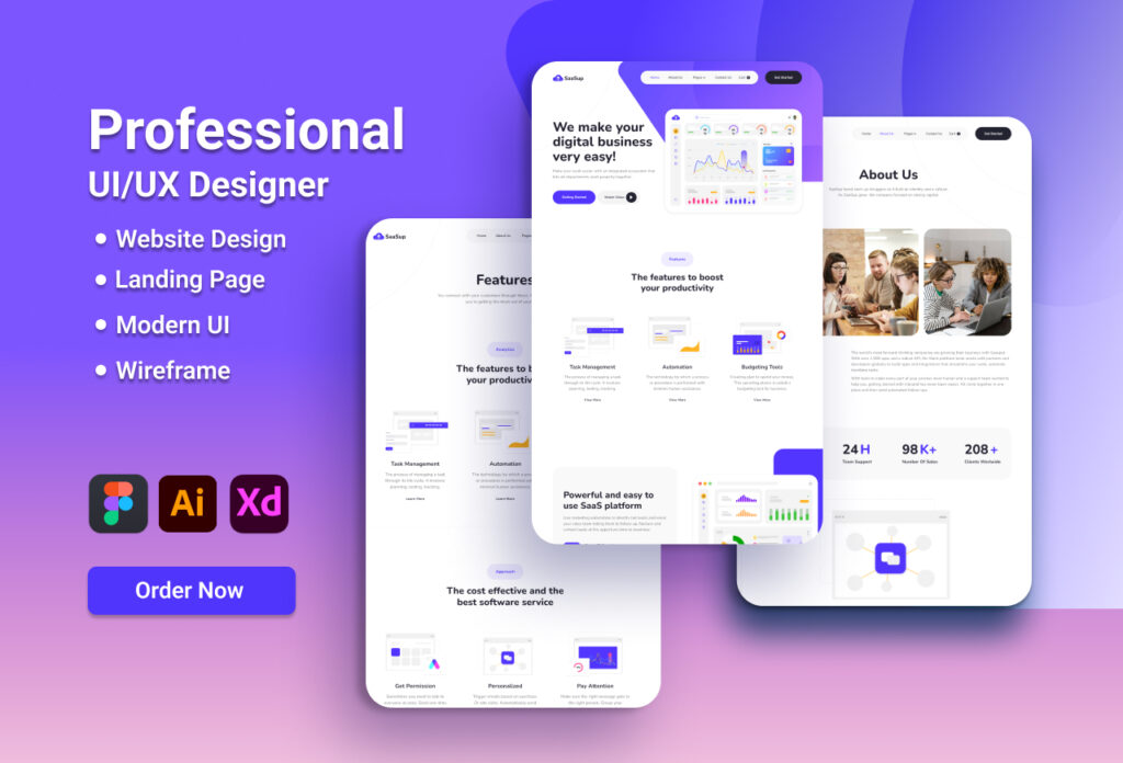 I will design modern website UI UX, homepage, wireframe, templates on figma