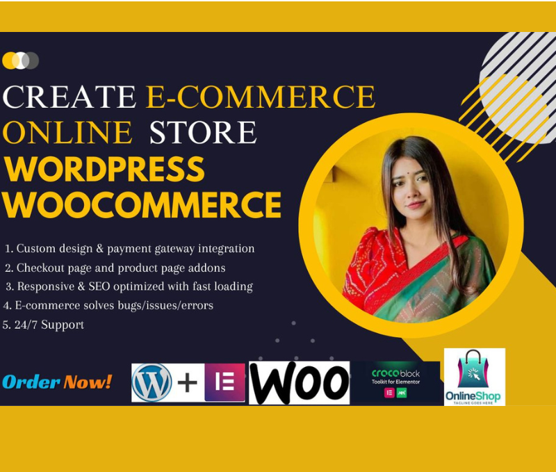 I will build a woocommerce website, wordpress ecommerce website, or online store
