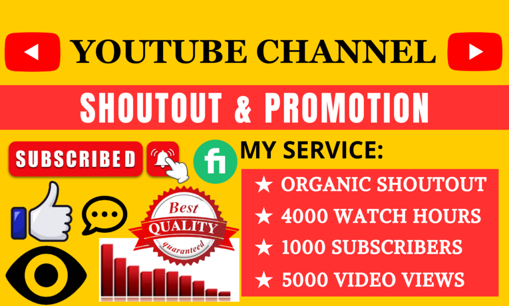 I will do organic youtube channel shoutout to my real and active millions audience