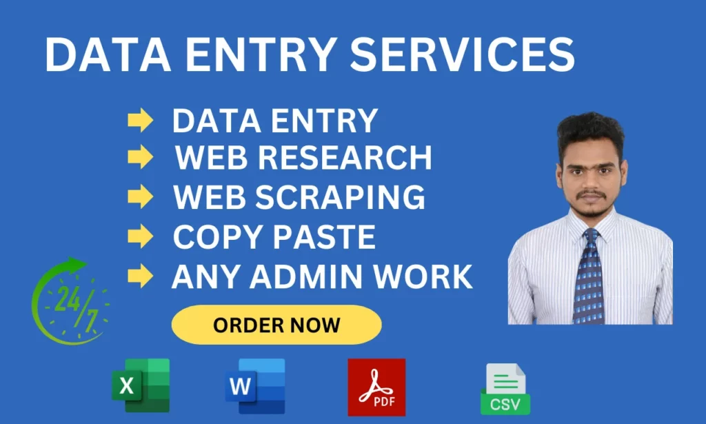 I will do professional data entry, copy paste and web scrapping