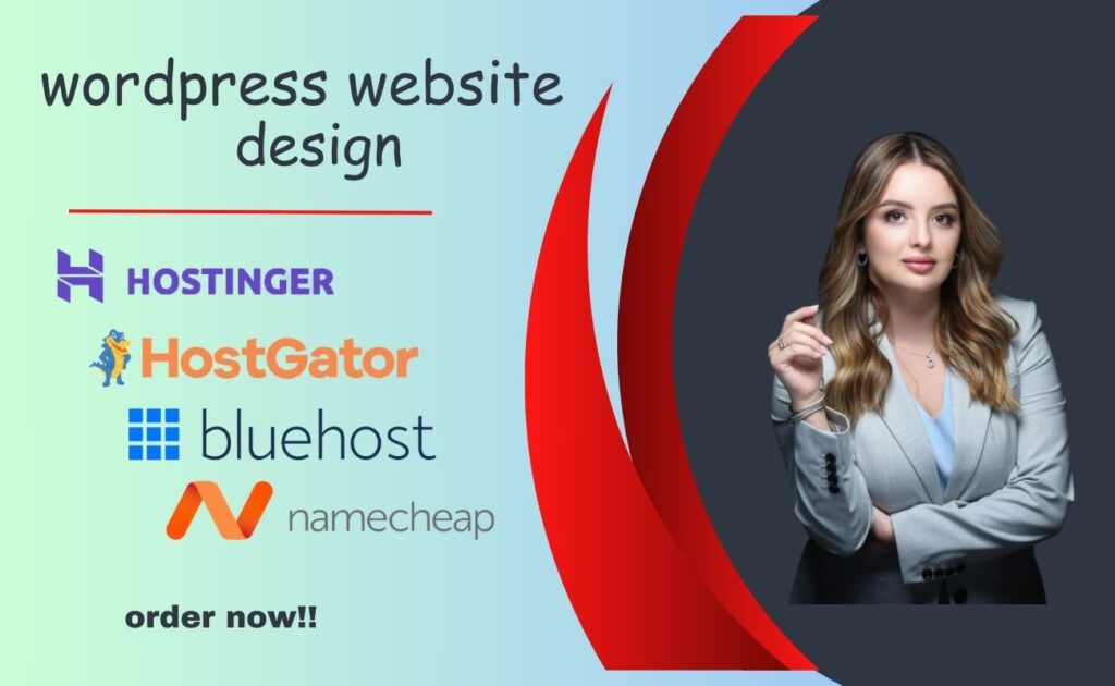 I will build wordpress website, design on hostinger godaddy bluehost, namecheap