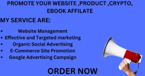 I will promote your website product, crypto ,ebook ,affiliate marketing link promotion