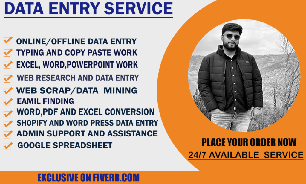 do data entry, web scraping, email finding, data extraction, copy paste
