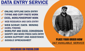 do data entry, web scraping, email finding, data extraction, copy paste