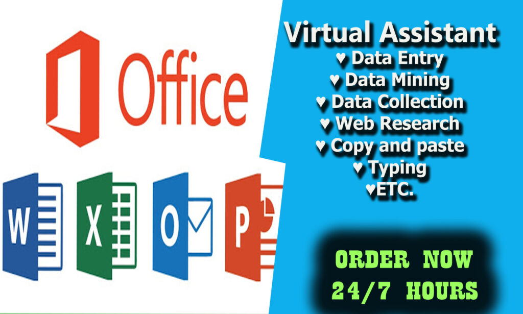 I will fast data entry, web research, typing and web data scraping