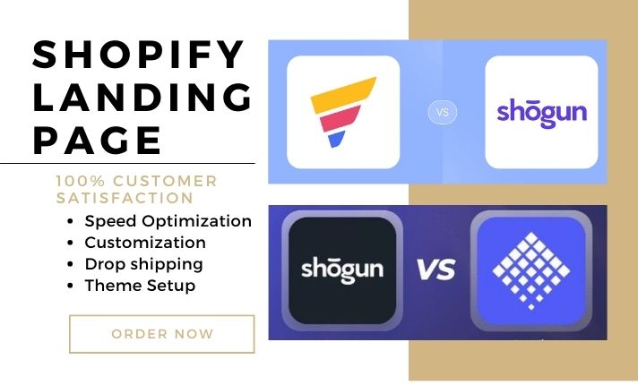 I will build a shopify landing page with shogun, gempages and pagefly design