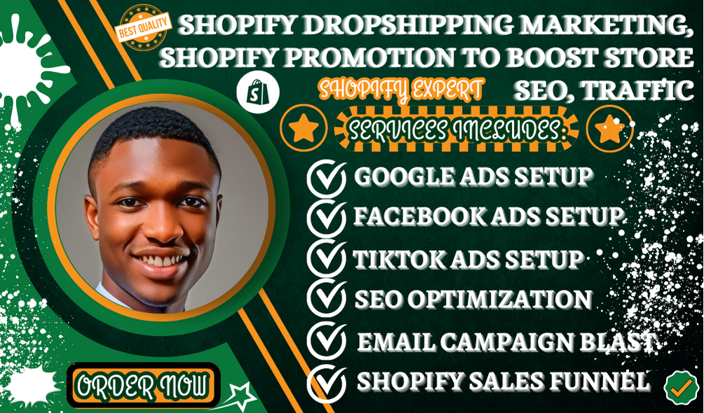 I will increase shopify store sales, SEO, shopify dropshipping marketing and promotion