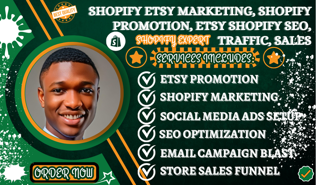 I will do shopify etsy marketing, shopify promotion, etsy shopify seo, traffic, sales