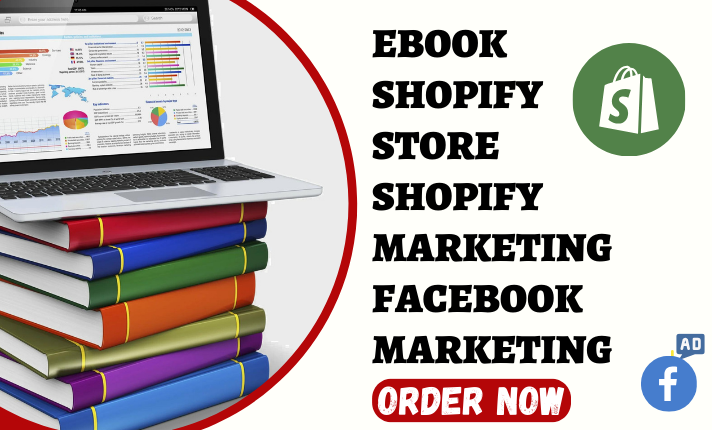 I will setup ebook shopify store shopify marketing face book marketing book website