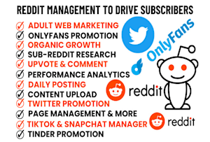 I will market onlyfans business adult web link promotion reddit management traffic