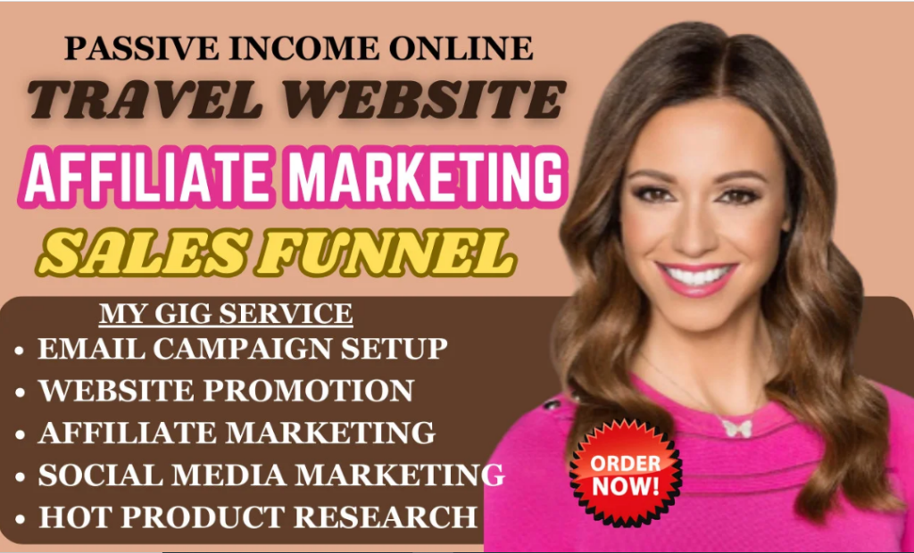 I will promote travel affiliate website affiliate marketing sales funnel