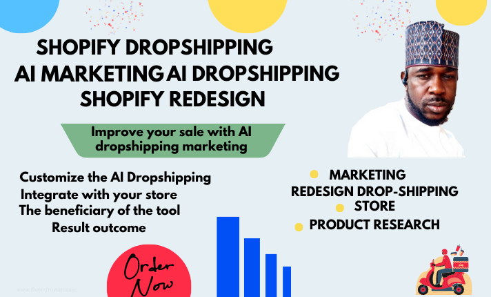 I will rank shopify dropshipping store redesign with dropshipping ai marketing