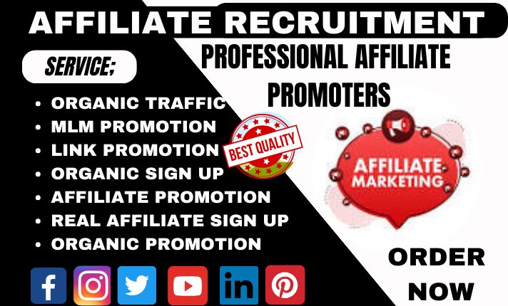 I will promote affiliate link sign up to get recruitment,affiliate member