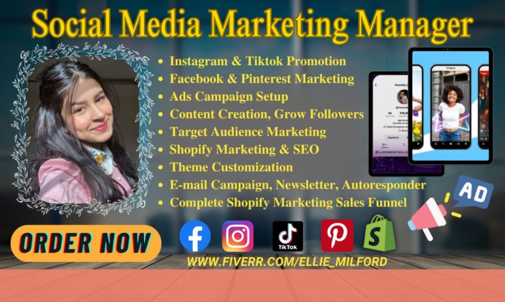 I will social media marketing, facebook, instagram promotion,shopify dropshipping store