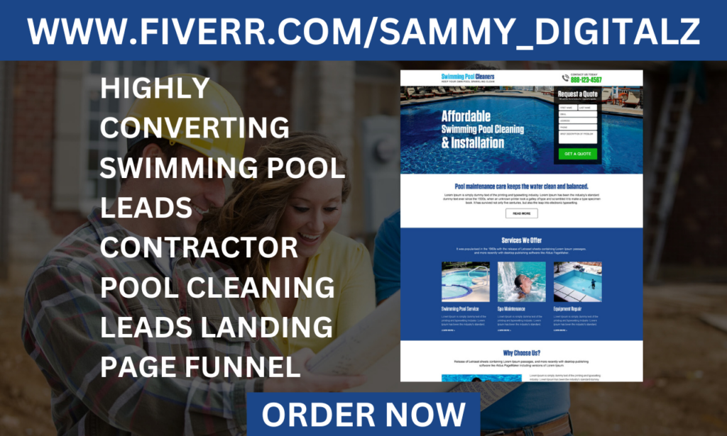 generate swimming pool leads pool cleaning contractor leads landing page funnel
