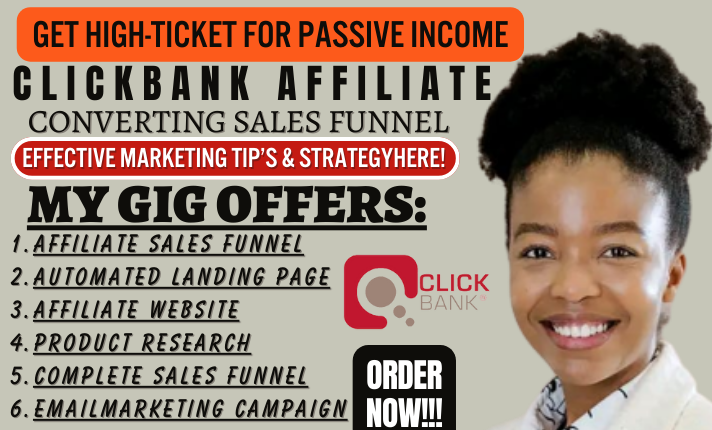 I will do clickbank affiliate marketing sales funnel for website link