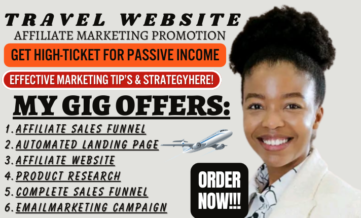 I will promote travel affiliate website sales funnel for passive income