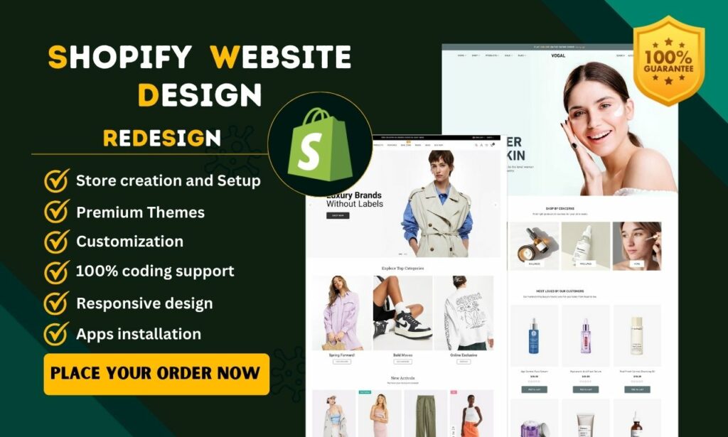 I will create shopify store design, redesign dropshipping website