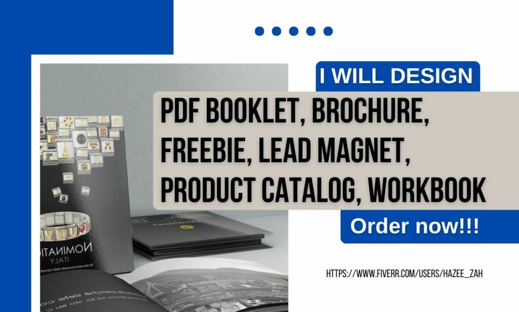 I will design PDF booklet, brochure,, freebie, lead magnet, product catalog, workbook