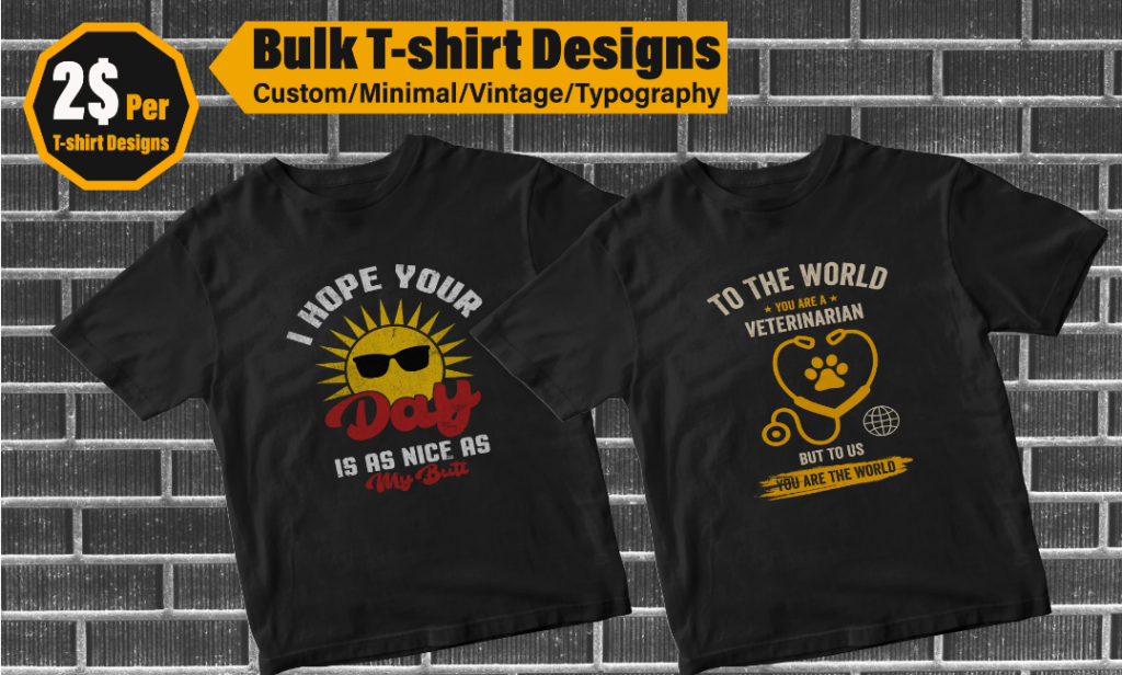 I will professional bulk t shirt designs for merch by amazon and spreadshirt