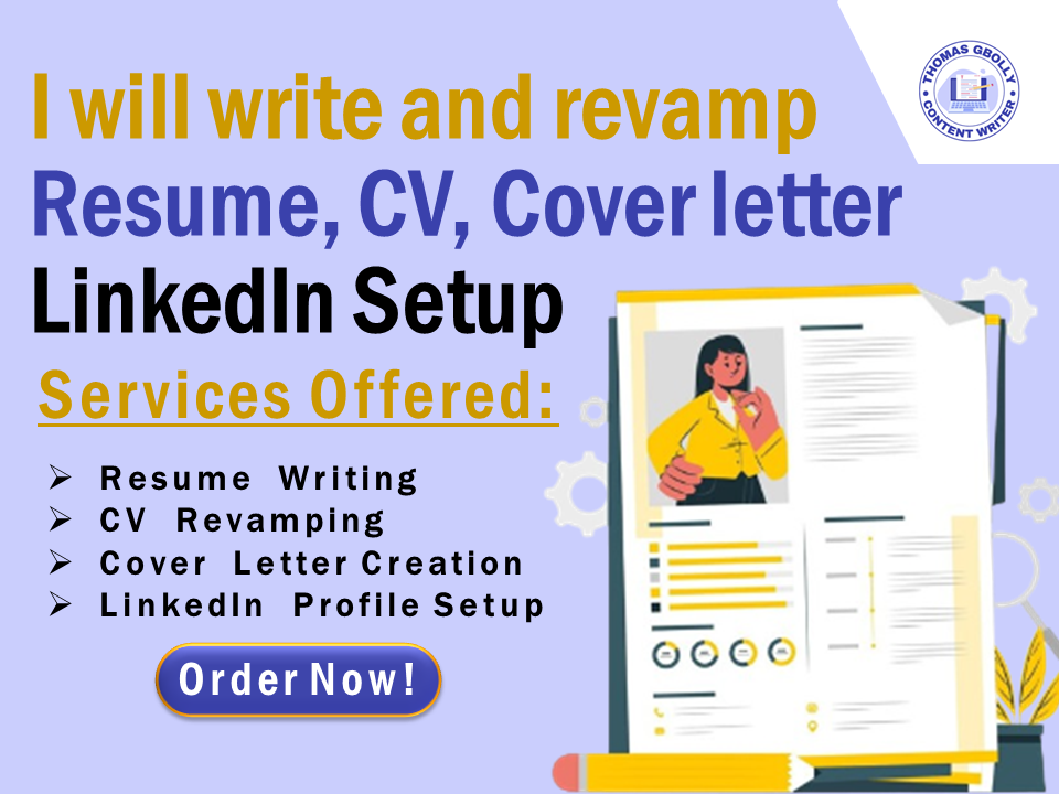 I will write and revamp your resume, CV, cover letter, linkedin profile setup