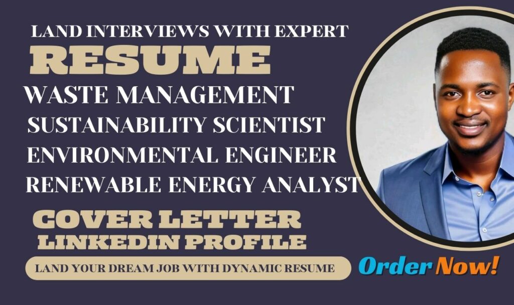 I will write standard environmental, sustainability resume, renewable energy resume