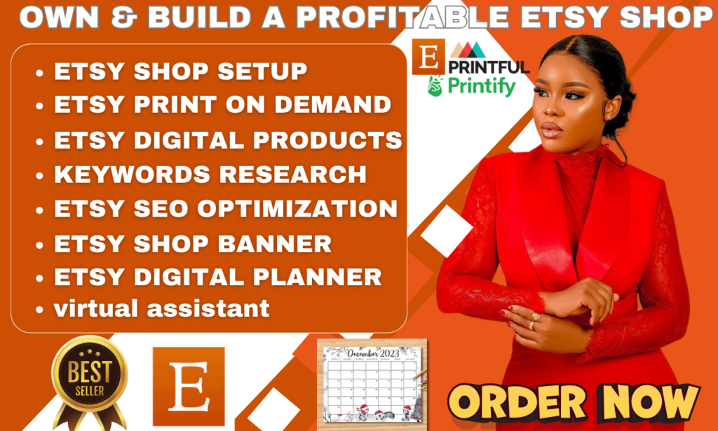 I will setup profitable etsy shop digital products print on demand listing optimize SEO