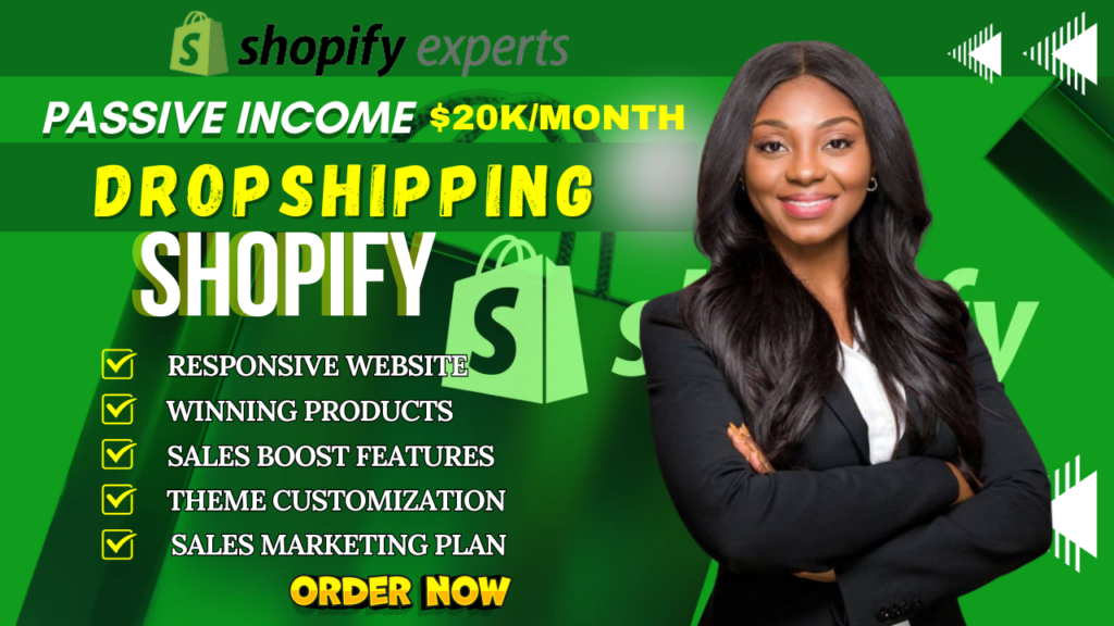 I will build passive income and stunning dropshipping shopify store or shopify website