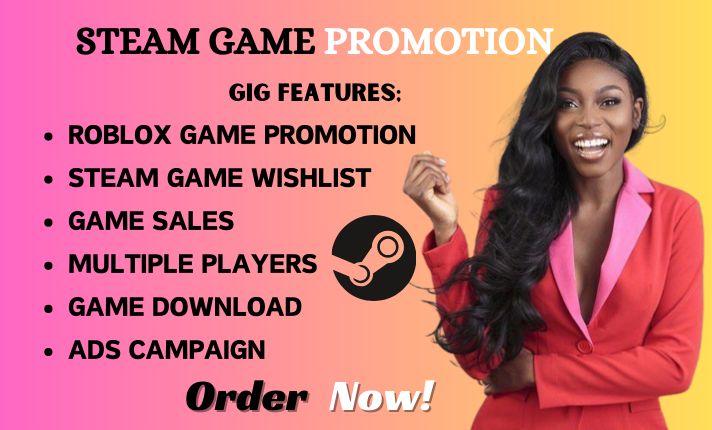 I will do organic steam game promotion roblox game pc game online game