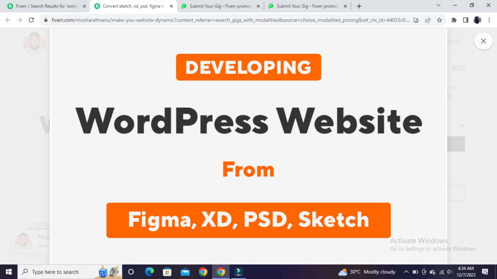 I will convert sketch, xd, psd, figma to wordpress website design
