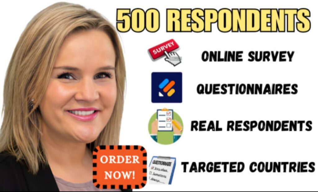 I will create online survey and questionnaires with 500 respondent