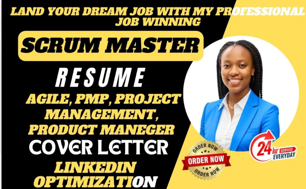 I will write scrum master, product owner, pmp, agile, project management, resume