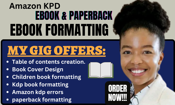 I will do amazon kpd kindle ebook formatting and paperback layout design