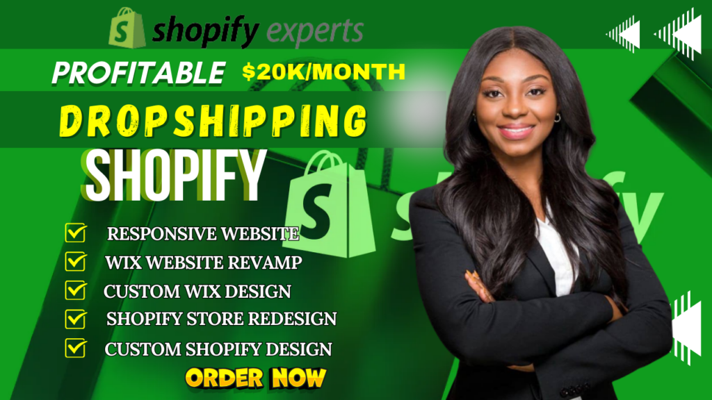 I will build profitable shopify dropshipping store design wix website redesign shopify