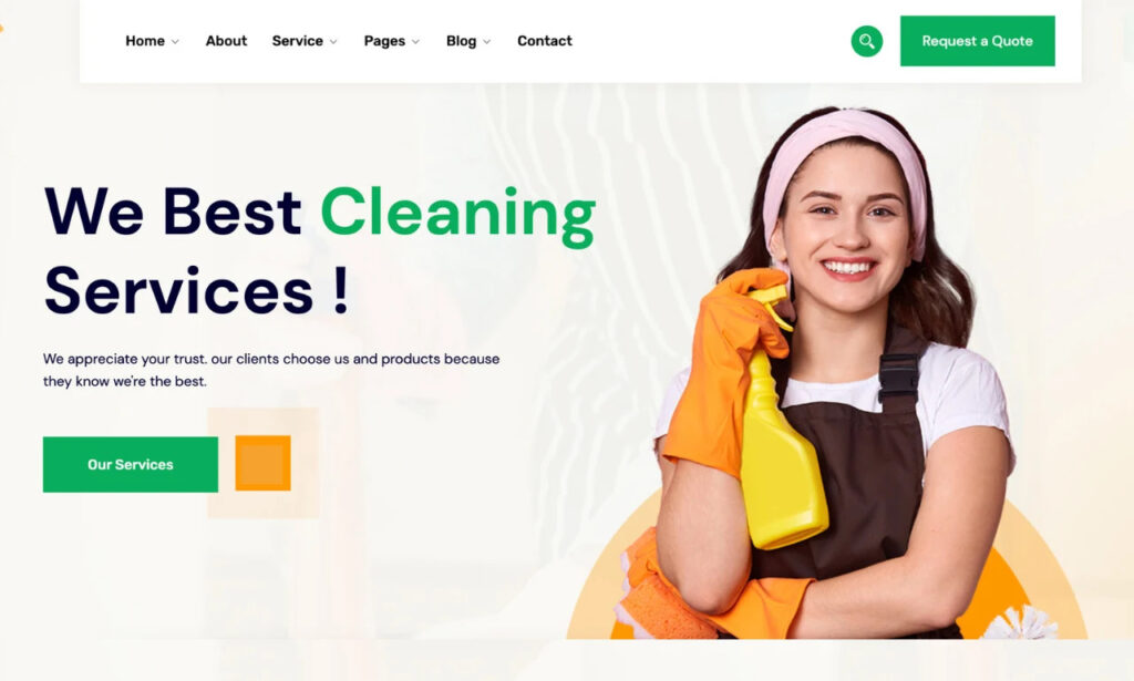 I will cleaning service website, house cleaning, office cleaning website, booking koala
