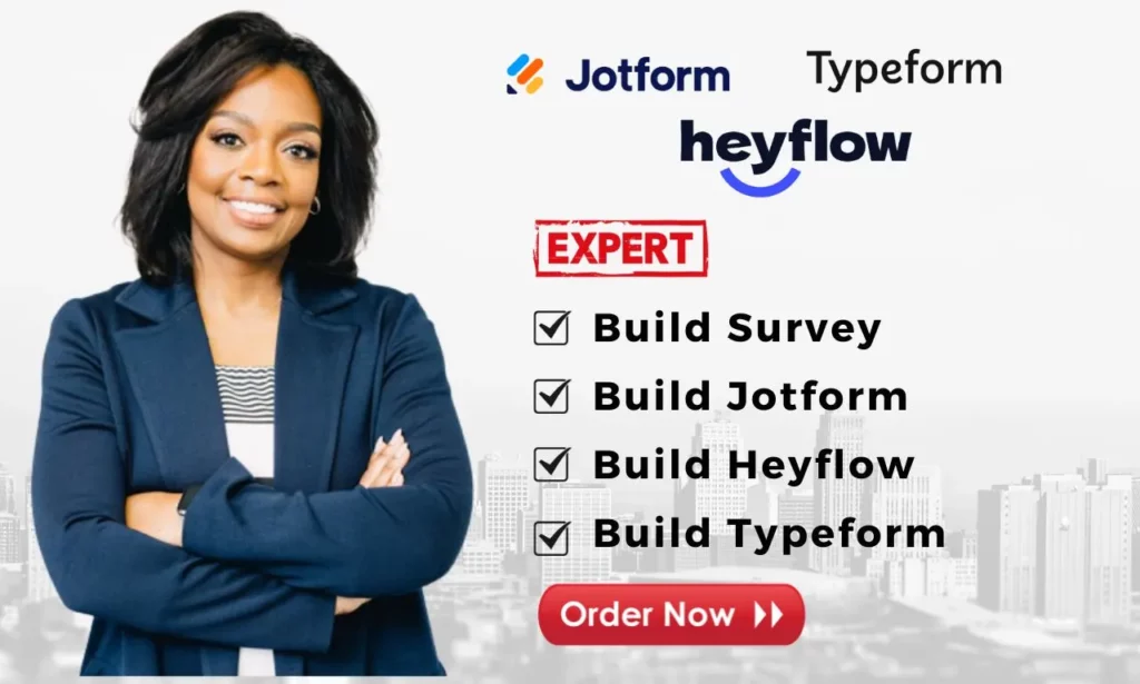 I will do online survey form quiz assessment with typeform heyflow outgrow jotform