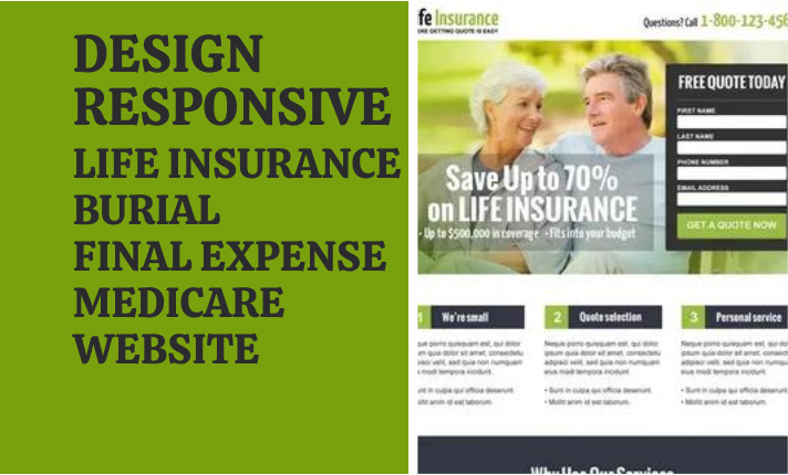 design life insurance health burial medicare insurance landing page website