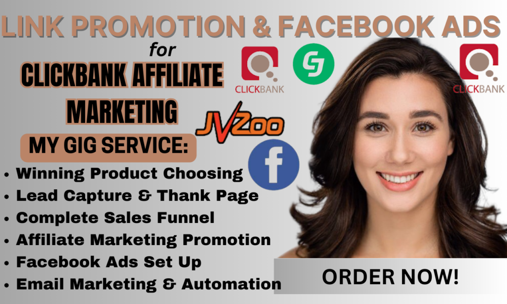 I will do affiliate marketing sales funnel, clickbank affiliate passive income