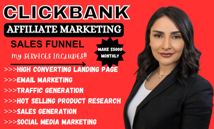 I will do clickbank affiliate marketing sales funnel traffic driving, passive income