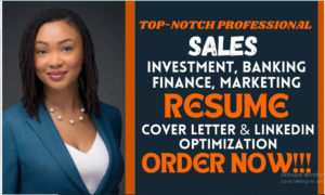 I will craft sales, marketing, executive, investment, banking resume