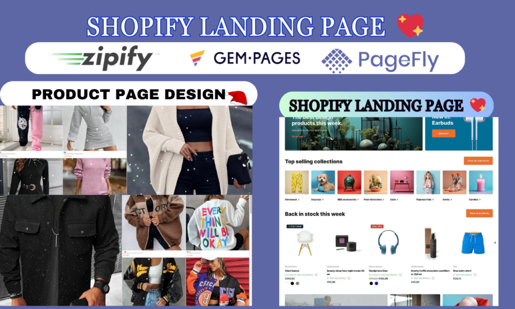 I will create shopify landing page, product page via gempages, pagefly, zipify, shogun