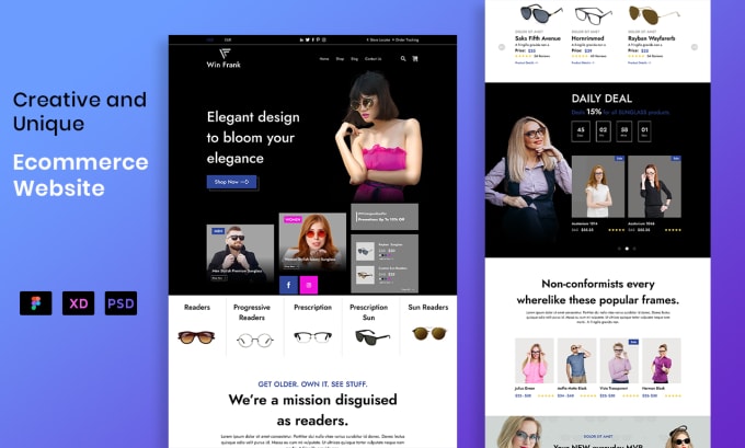I will design ecommerce web template in PSD, xd, or figma website