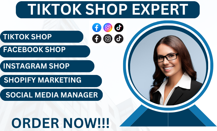 I will setup tiktok shop, instagram shop, facebook shop, and social media marketer