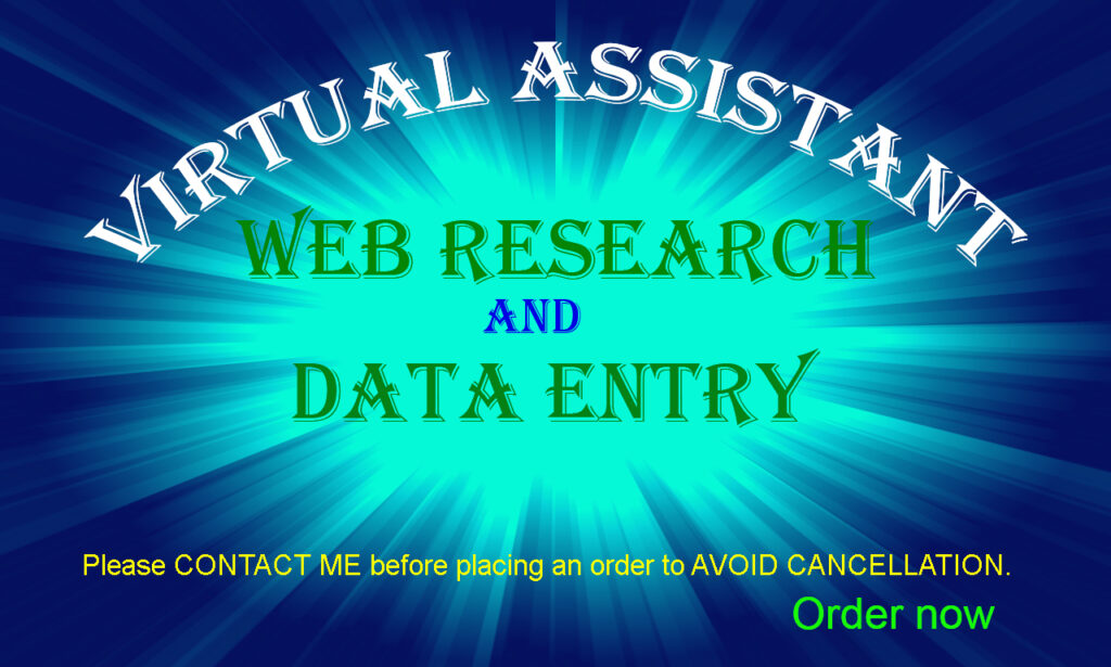 I will be your best virtual assistant for web research, data entry job