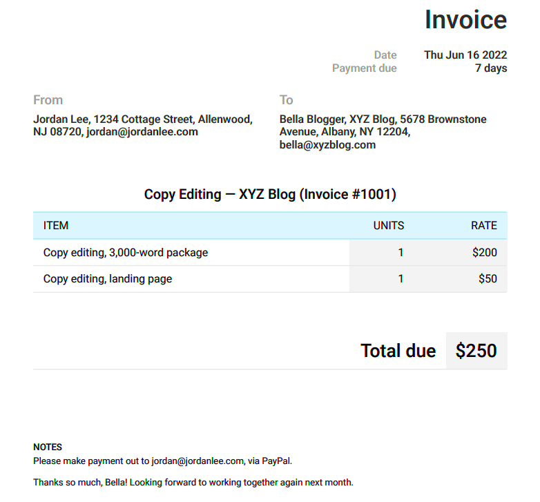 Creating an Invoice for Your Freelance Work