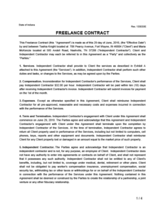 Free Freelance Contract Template  PDF  Word